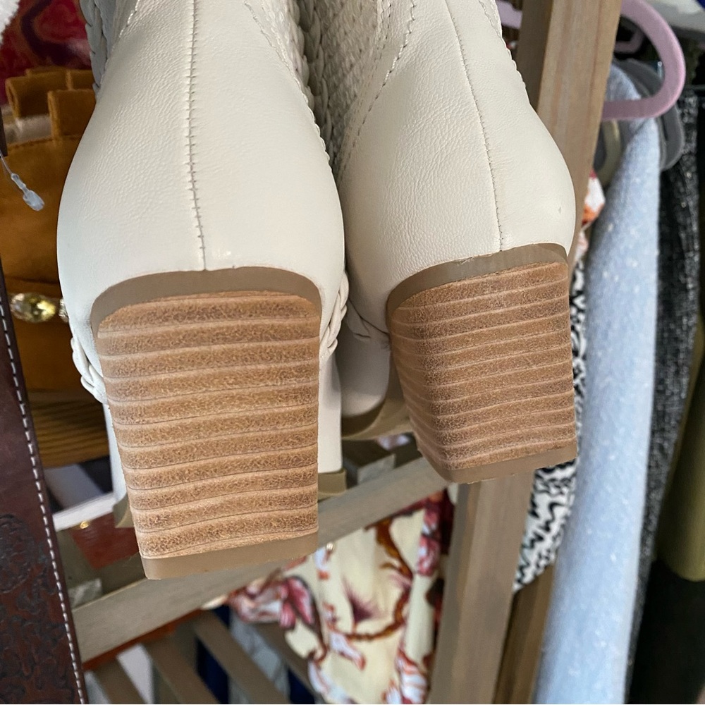 DOLCE VITA White Textured Ankle Cowboy Boots - Picture 7 of 14